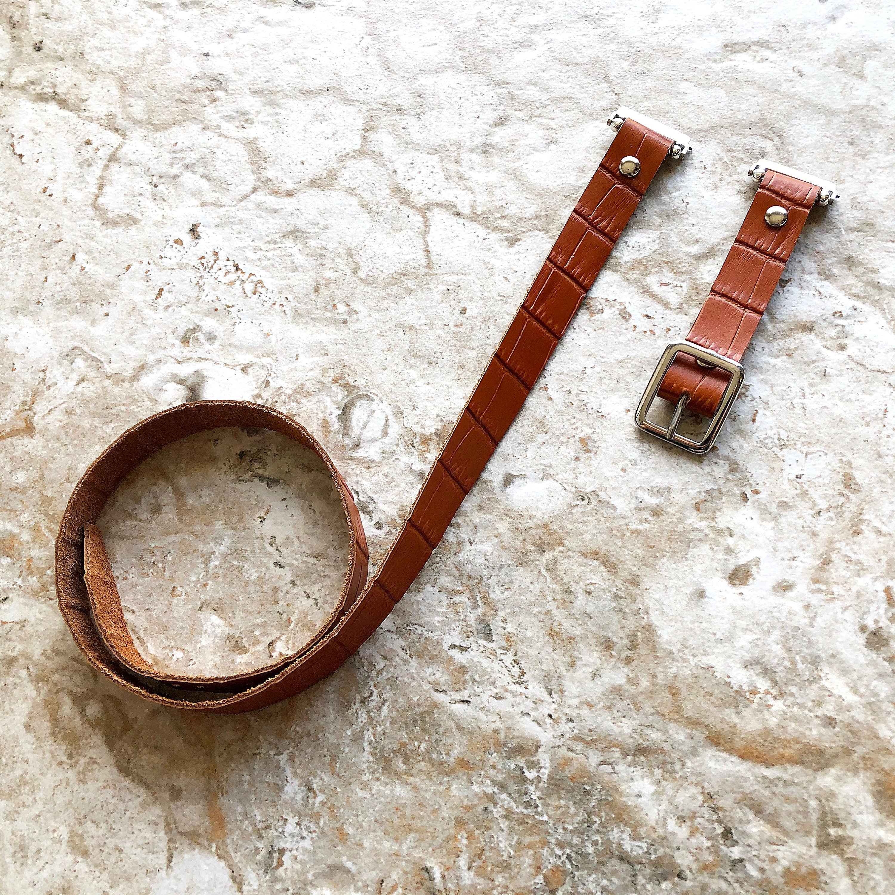 Brown Fitbit Versa 2 3 4 Sense 2 Band Crocodile Alligator Pattern Leather Bracelet Triple Wrap Around Wrist Straps Silver Rose Gold Black